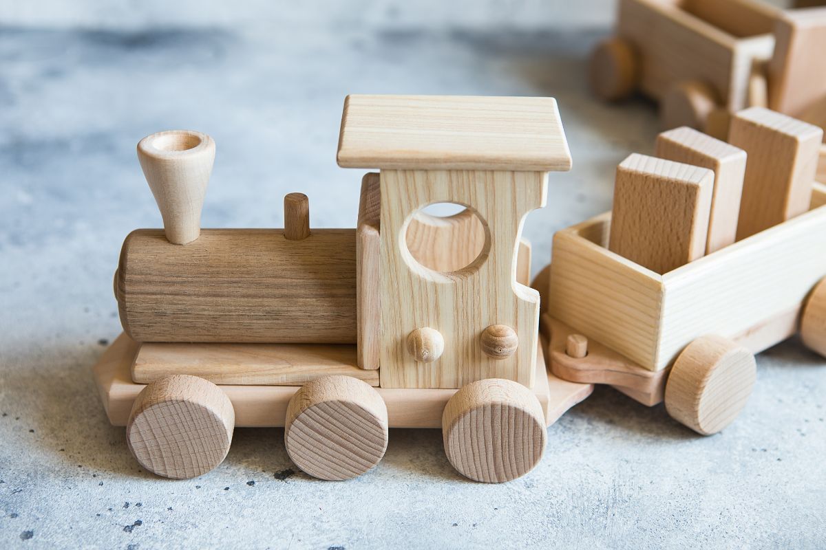 Train en Bois Pastel Montessori - Jouet Éducatif Enfant